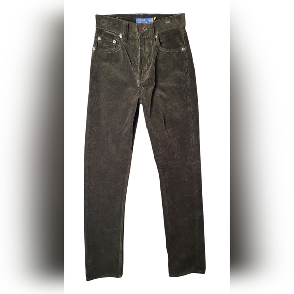 NWT! Polo Ralph Lauren Pants Womans 24 Green Corduroy Straight Preppy Classic - Picture 2 of 16